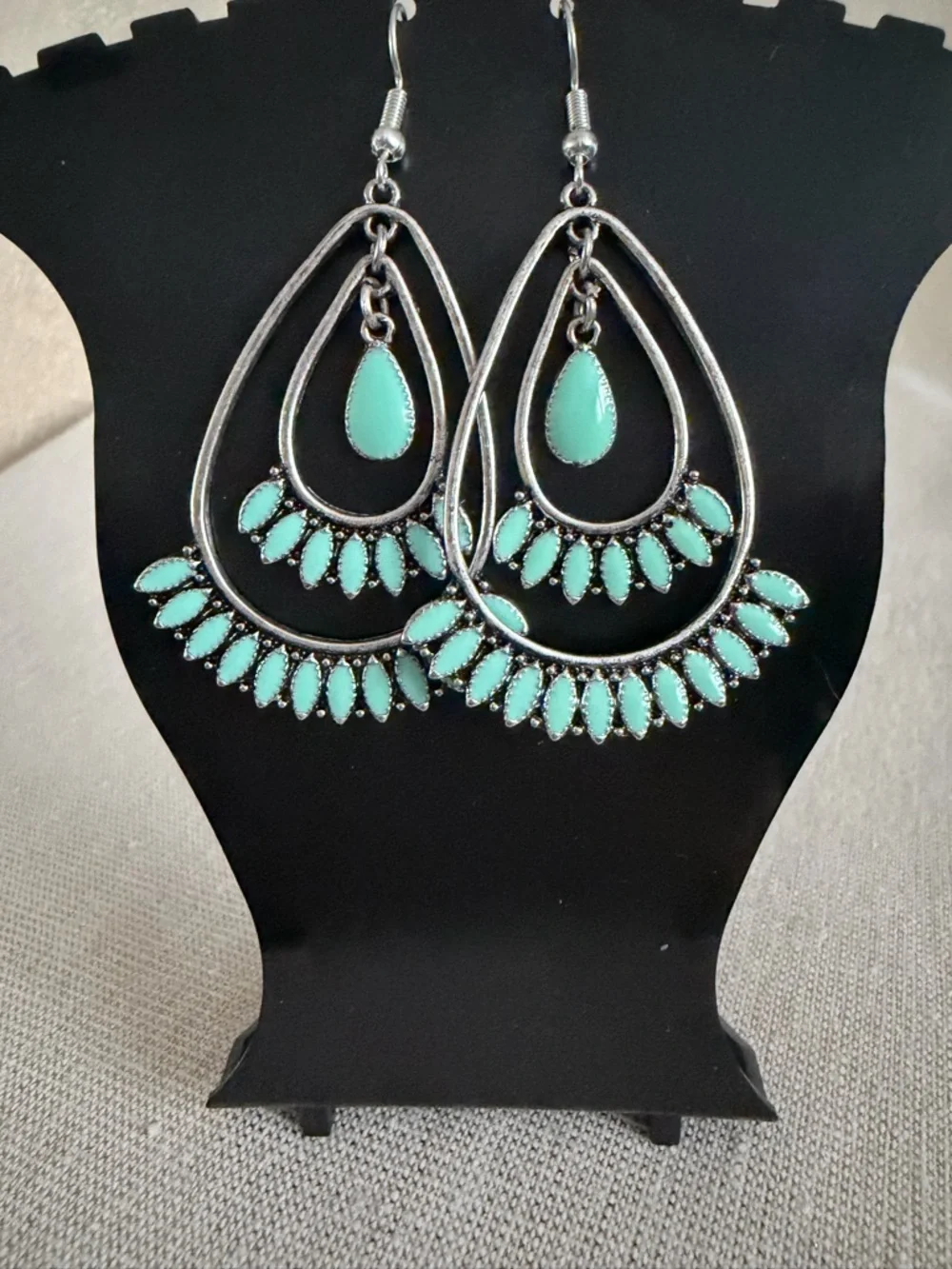 Turquoise Teardrop Dangle Earrings - Women Jewelry